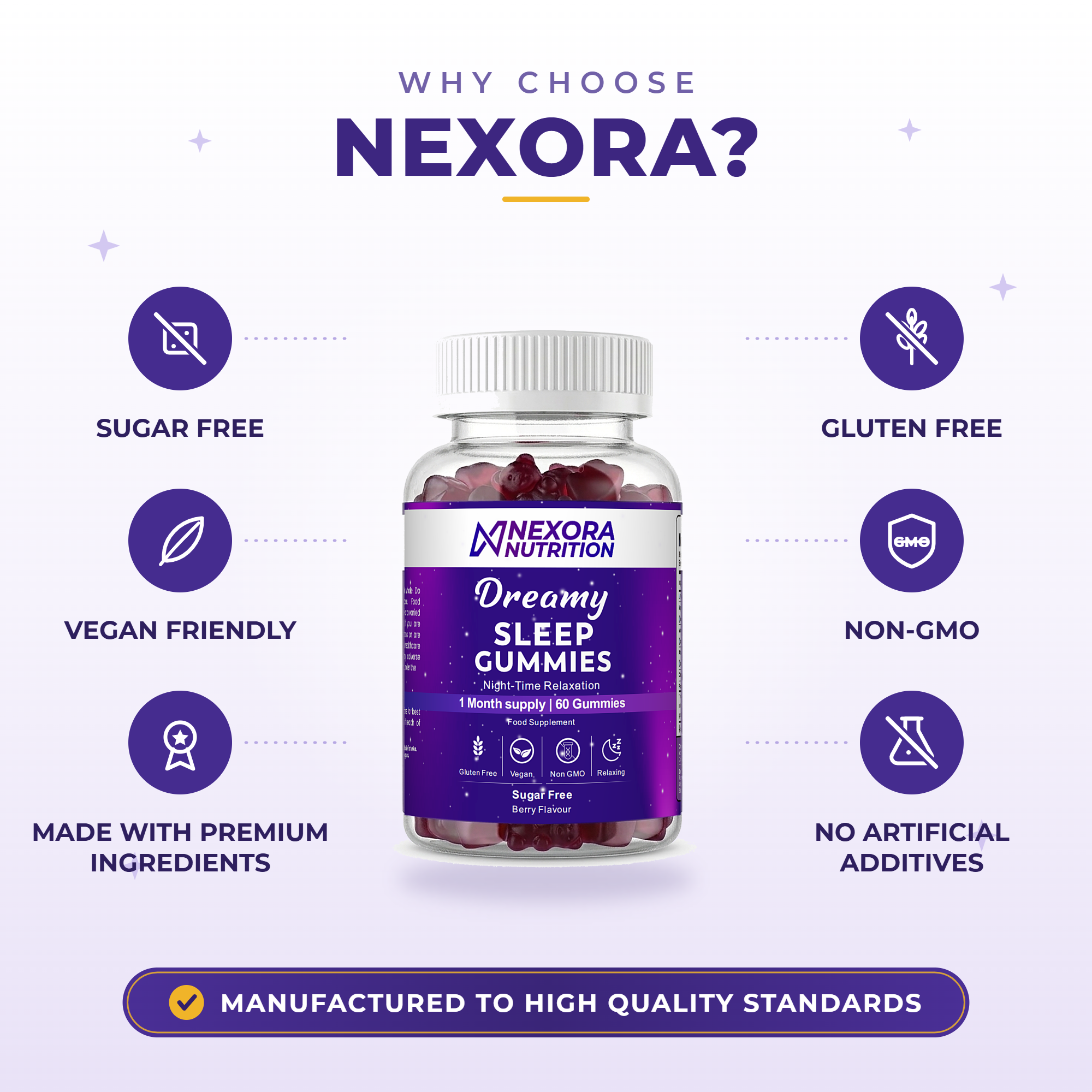 Dreamy Sleep Gummies - Night-Time Relaxation - Berry Flavoured, 60 Gummies